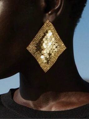 Gold Sequin Statement Earrings A1852